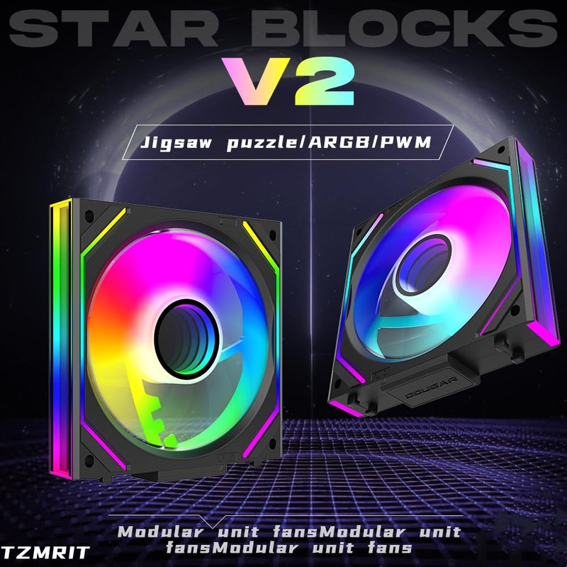 [AUSTRALIA] - TZMRIT Interstellar-V2 Infinity Mirror ARGB PWM Fan 120 mm Black, RGB Fan 120 mm, Triple Pack (Black) Black-V2 