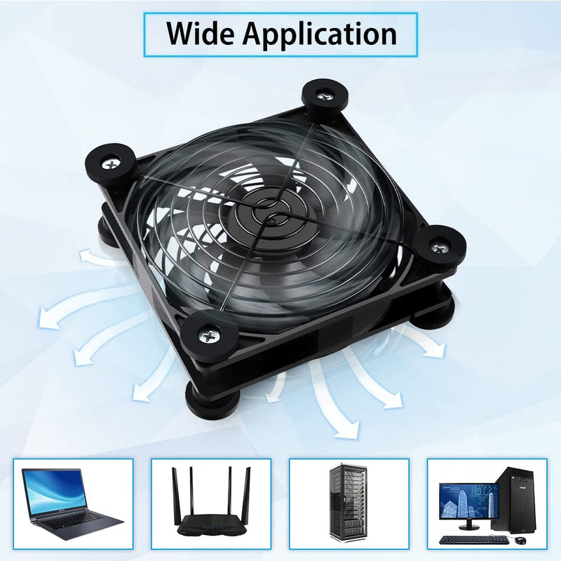 2Pack Quiet 120mm USB Fan Dual-Ball Bearings, USB Fan 5V, with L/M/H 3-Degree Speed Controller High Airflow Cooling Fan for Router Modem Receiver DVR Playstation Xbox TV Box 2Pack