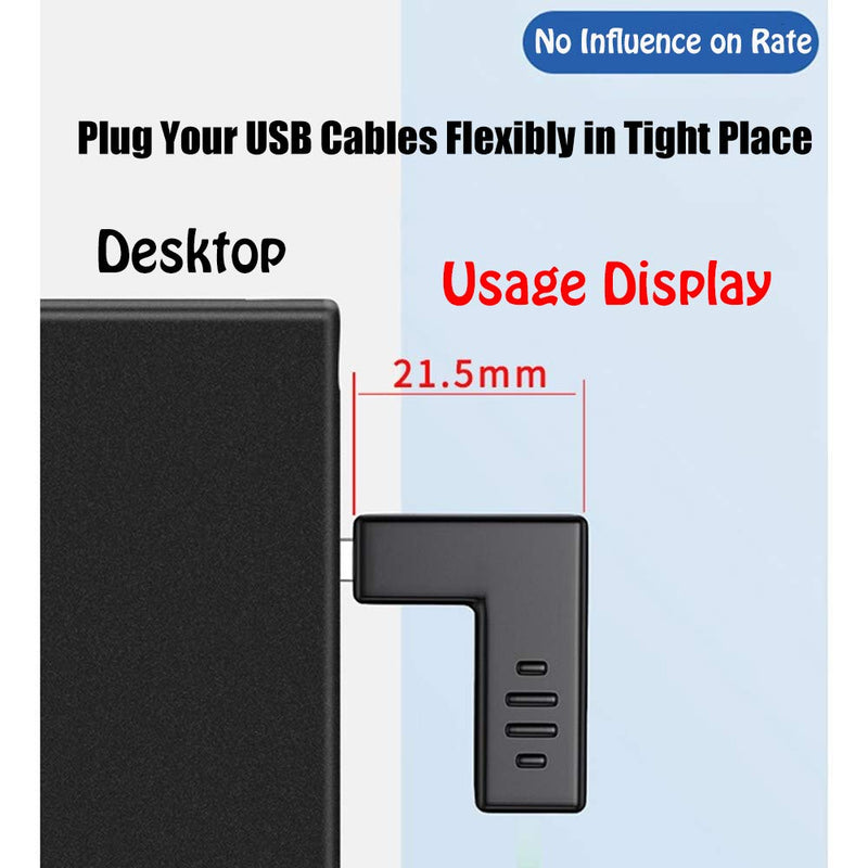 Warmstor 4-Pack USB 3.0 Male to Female Adapter 90 Degree Up Angle and Down Angle USB Cable Extender Connector - Upgraded Version Max 2A Charging Speed