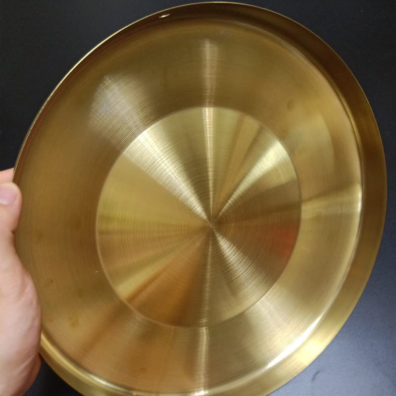 Gong Instrument with 12.6inch(32cm),Chinese Traditional Percussion Instrument Brass Gong with Wooden Mallet and Red Ribbon for Home Office Celebration Gold-12.6inch