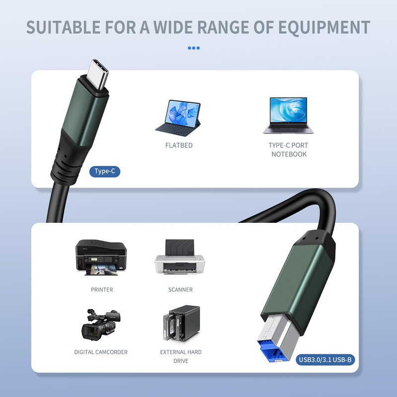 Kumiho USB C to USB B 3.0 Cable 30ft, High Speed USB 3.0 Type C to USB B Printer Cable for Brother Canon HP Epson LaserJet