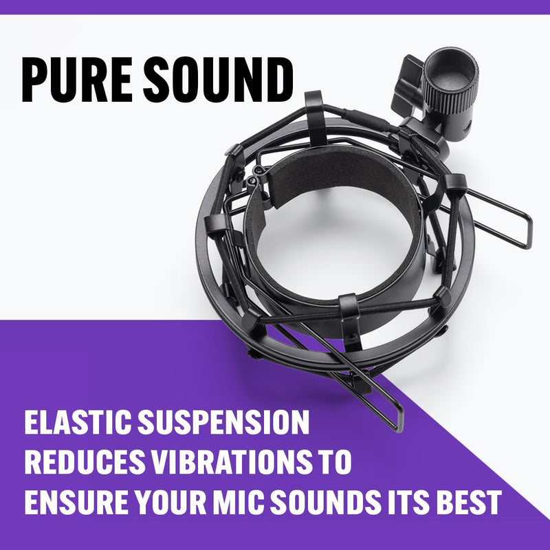 On-Stage MY430 Shock Mount for Studio Mics (55–60 mm) (Elastic Suspension Mount for Large-Diaphragm Condenser Microphones, Adjustable, Vibration Isolation, Steel Adapter, 5/8"-27 Threading, Black)