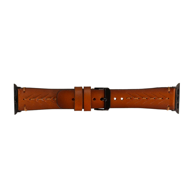Handmade Leather Watch Band for Apple Watch Series 1-9, Ultra 2, Sport Compatible with 38 40 41mm Apple Watch Bands for Women & Men 7-9 Inches Size, Brown w/Gold Connector&Clasp Brown w/Black Connector&Clasp 42/44/45/49mm
