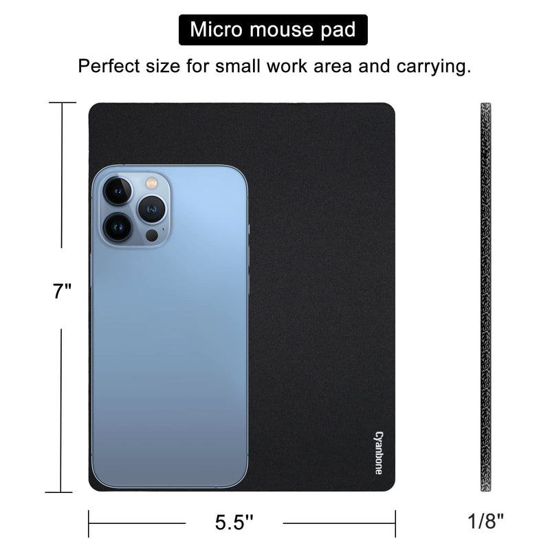 Mini Mouse Pad Small Size 2 Pack, Cyanbone Portable Mouse Pad for Laptop Waterproof, Cute Travel Mousepad Black with Non Slip Rubber Base for Wireless Mouse - 5.5 x 7 Inch 2 Pack-5.5"x7"