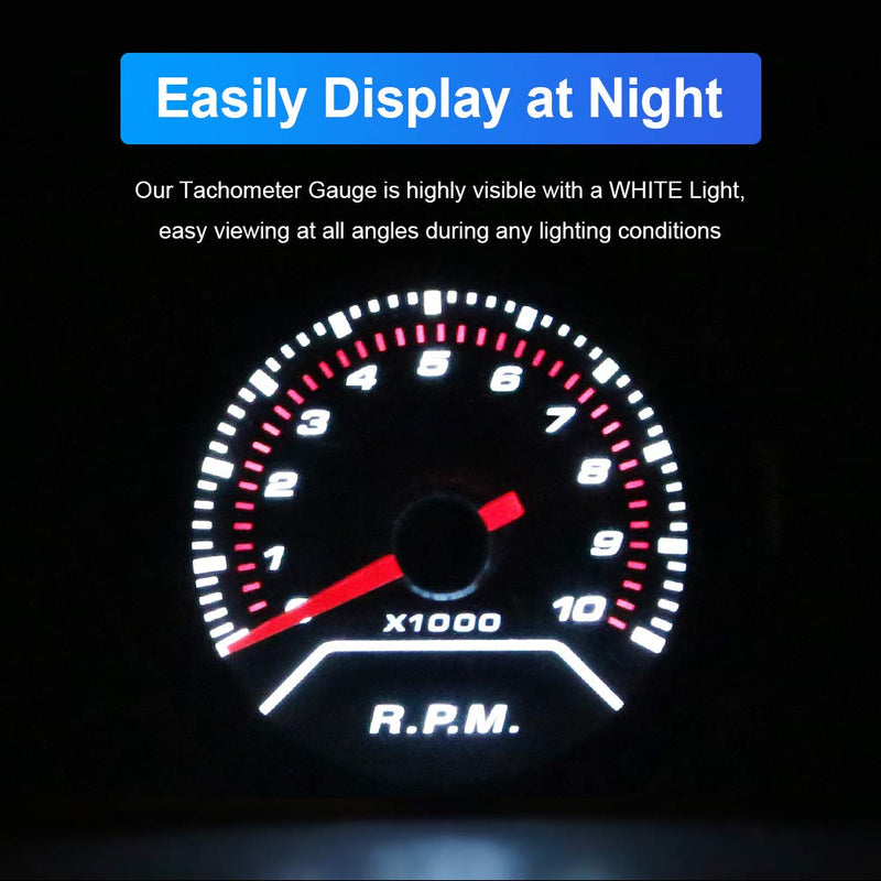 [AUSTRALIA] - WATERWICH Tachometer Tacho Gauge Meter 0-10000 RPM Gauge Meter 2inches 52mm Universal for 4 6 8 Cylinder Car SUV Vehicle Automotive 