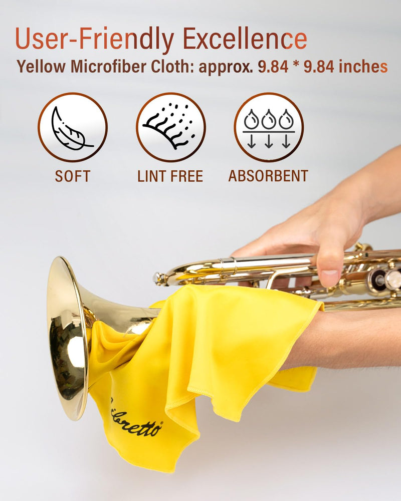 Libretto Trumpet Cleaning Brush Set with Polishing Cloth, Mouthpiece Brush, Valve Brush, Bore Brush, Microfiber Cleaning Cloth, for Trumpet, Cornet, Brass Instruments