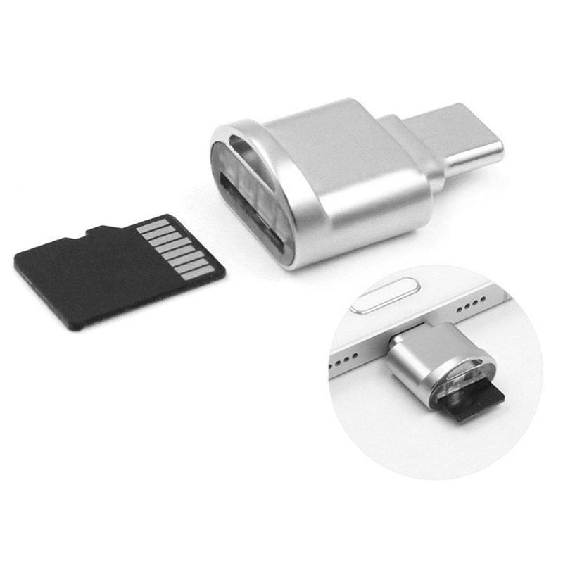 CY 2pcs USB Type C USB-C to Micro SD SDXC TF Card Reader Adapter for Laptop Cell Phone (2pcs/Set) silver