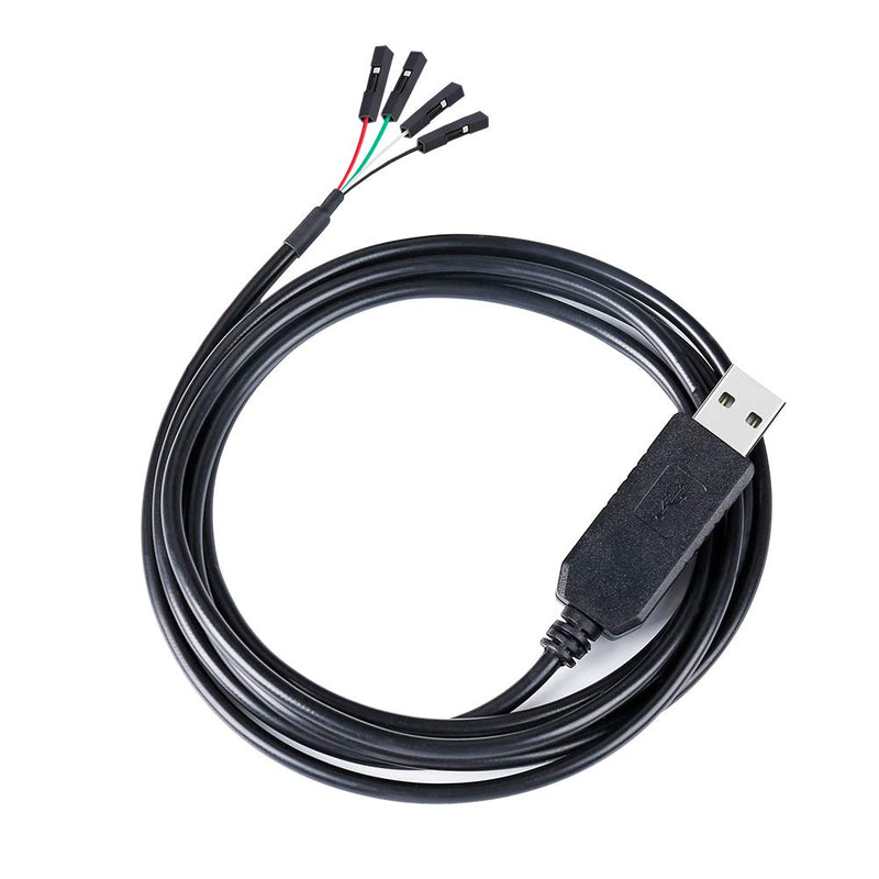 DTECH USB to TTL Serial Adapter 3.3V Debug Cable TX RX Signal 4 Pin Female Socket PL2303 Prolific Chip Windows 10 8 7 XP Vista (3ft, Black) 3ft/1m