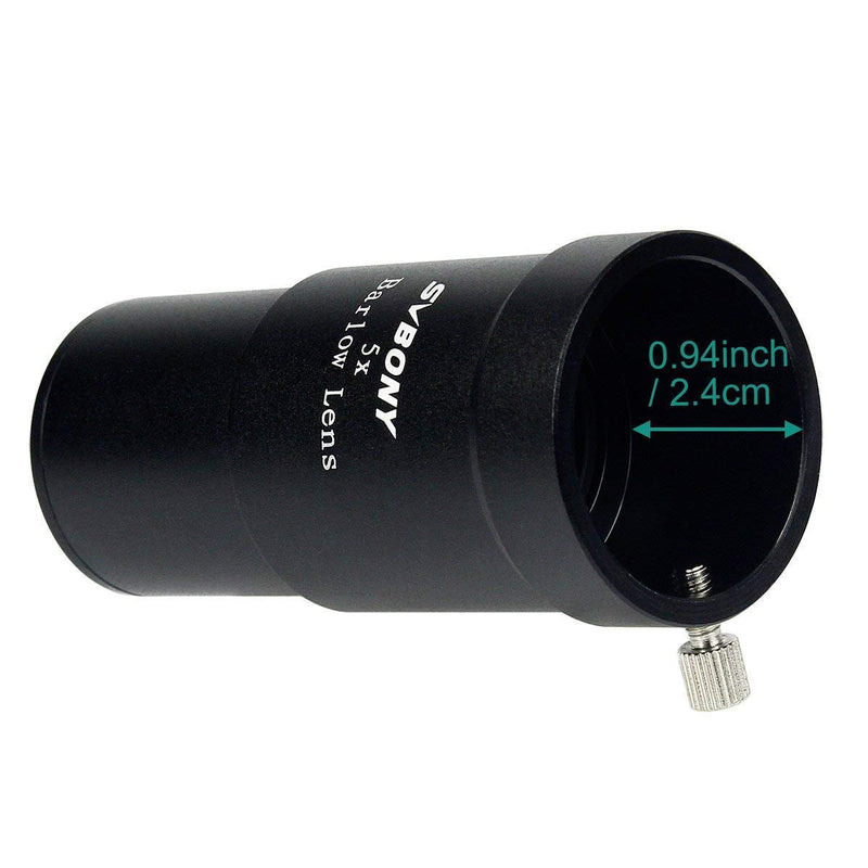 SVBONY Telescope Barlow Lens, 1.25 Inch Telescope Accessory, Fully Multi Coated Broadband Green Film Barlow Lens 5X for Telescope Eyepiece