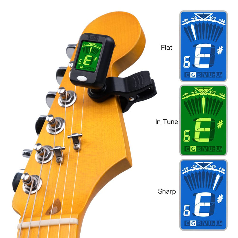 JOYO Clip on Tuner Digital Electronic Tuner for Guitar, Bass, Ukulele, Violin, Mandolin, Banjo Acoustics Calibration Tuner (JT-09 4PCS) 4