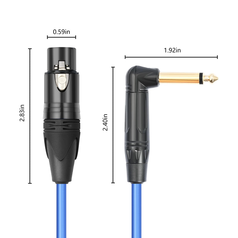 HUALEU 3.3FT Balanced XLR Female to Right Angle 1/4 TRS Mixer Cable,6.35mm Stereo Male to 3pin XLR Female Audio Cable,6N OFC+Silver Plated HI-END Audio Cable for Mixer Amplifier Microphone-2Pack