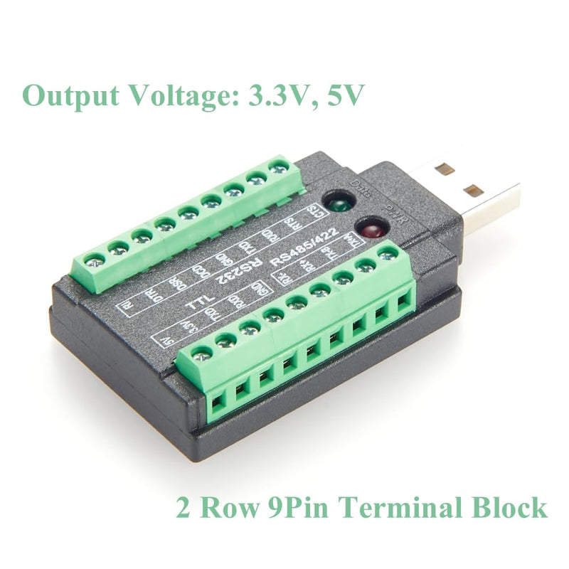 Industrial 4 in 1 USB to RS232 RS485 RS422 TTL 3.3V 5V Serial Converter with FTDI FT232RNL Chip USB 2.0 A to Terminal Block Adapter COM Port for Windows, Linux, Android, MacOS