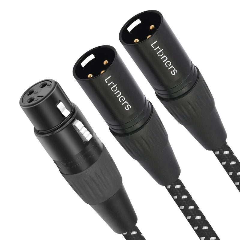 [AUSTRALIA] - 2FT XLR Female to Dual Male Cable – 3pin XLR Y-Splitter Adapter for PA Systems & Multi-Device Routing 2-Pack 1 Female to 2 Male 