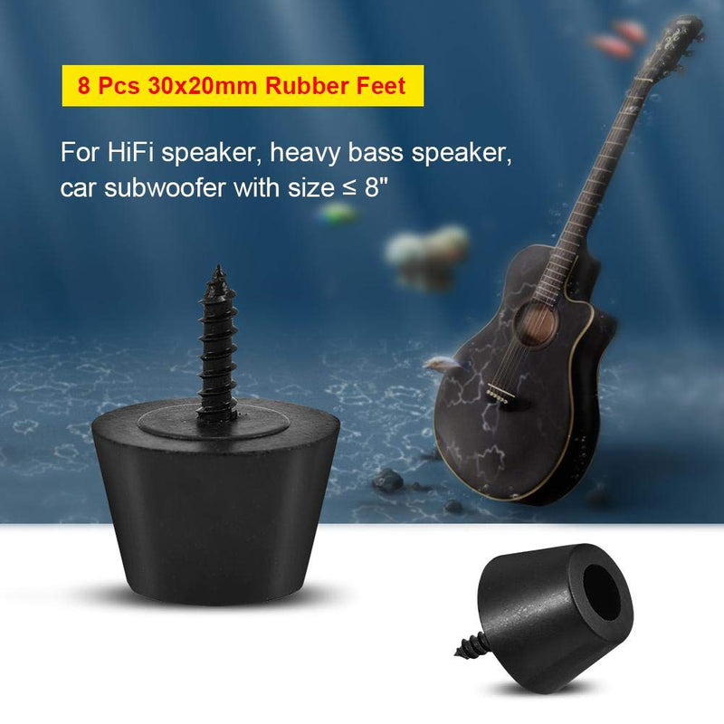 4 Pairs Speaker Rubber Feet Anti-Vibration Base Pad Stand for Speaker Guitar Amplifier w/Screws 30x20mm