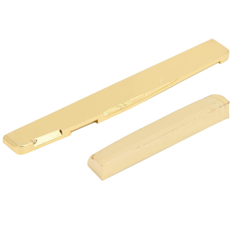 Keenso Guitar Nut and Saddle Set, Guitar Cattle Bone Saddle Metal Acoustic Brass Bone Bridge Saddle for 6 String Musical Instrument Accessories 76mm Saddle
