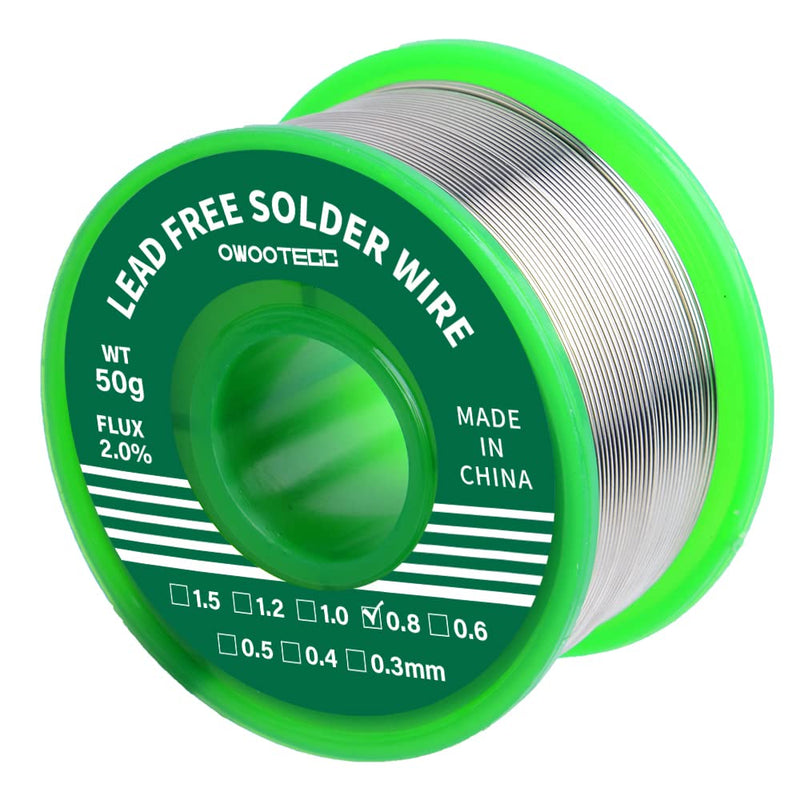 Owootecc Solder, Lead-Free Soldering Wire with Rosin Core for Electric Soldering and DIY (Sn99.3 Cu0.7/0.8 mm, 50 g) Sn99,3 Cu0,7/0,8mm,50g