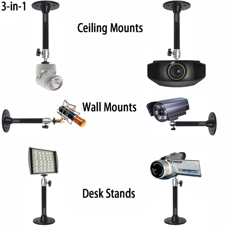 Mini Projector Mount Projector Ceiling Mount Black 7.9 in / 20 cm 360° Adjustable Projector Wall Mounts Hanger Holder for LED LCD Video Projectors Camera Office Home School