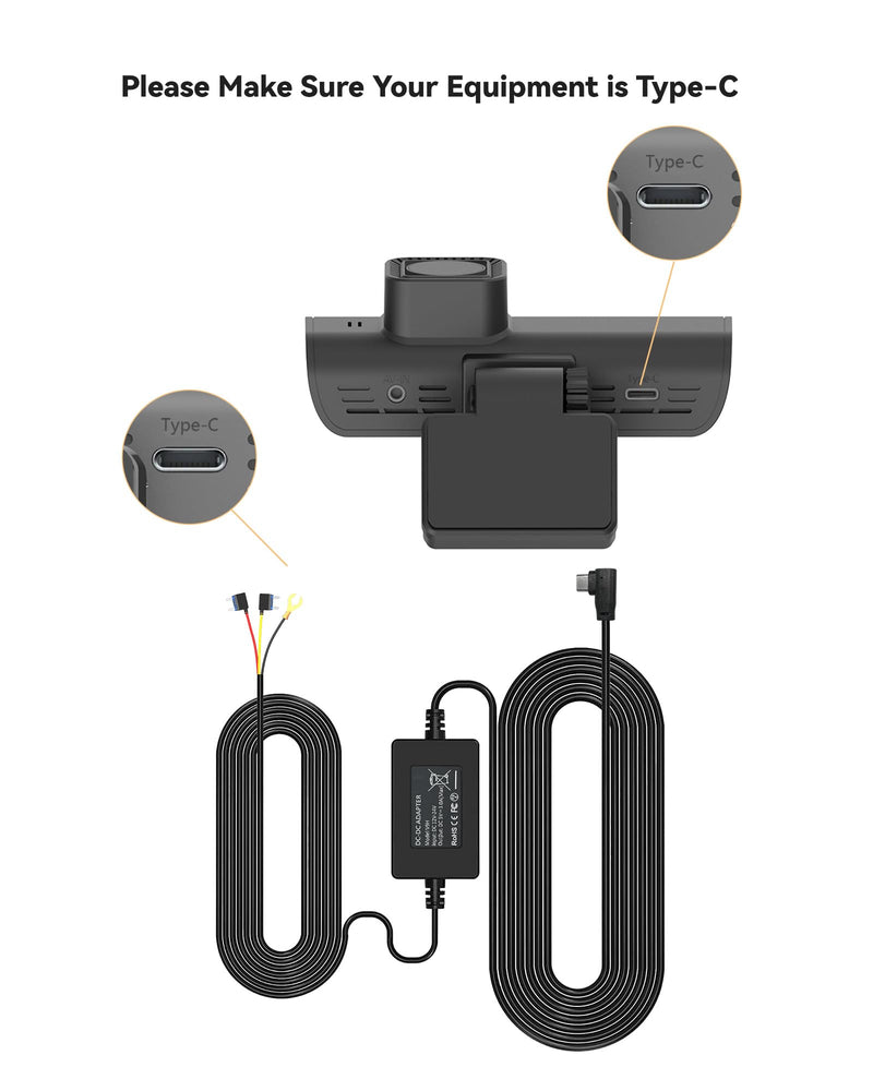 [AUSTRALIA] - REDTIGER F7N Dash Cam Hardwire Kit, 21.3ft USB C Port Hard Wire Kit for Dashcam,Converts 12V-24V to 5V/2.5A Low Voltage Protection 