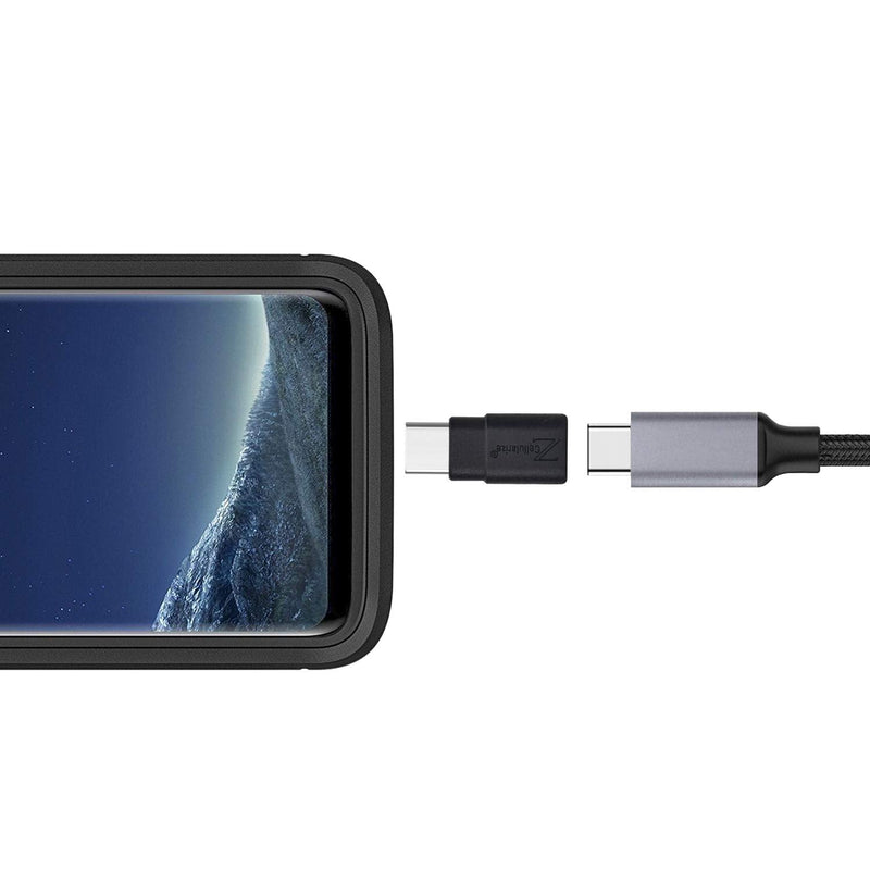 Cellularize USB C Extender Adapter (2 Pack) PD 100W Quick Charge Type C Dock Extension for Lifeproof Otterbox Case Male to Female for Thunderbolt 3 MacBook, Nintendo Switch, Samsung, Dex 2 Pack Black