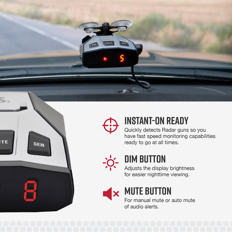 Cobra RAD 350 Laser Radar Detector, Long Range, False Alert Filter, Black | OLED Display