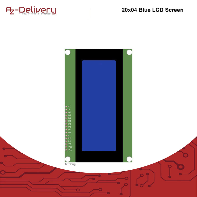 AZDelivery 3 x HD44780 2004 LCD Display 4 x 20 Characters with Blue Background and White Characters Compatible with Arduino and Raspberry Pi Includes E-Book