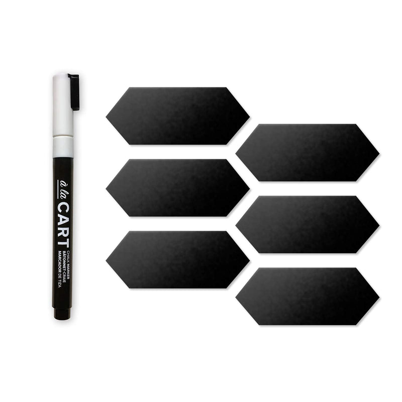 We R Memory Keepers 0633356603047 Accessories A la Carte-Magnetic Chalkboard Labels and Marker (8 Piece), Multi Magnet Chalkboard Labels