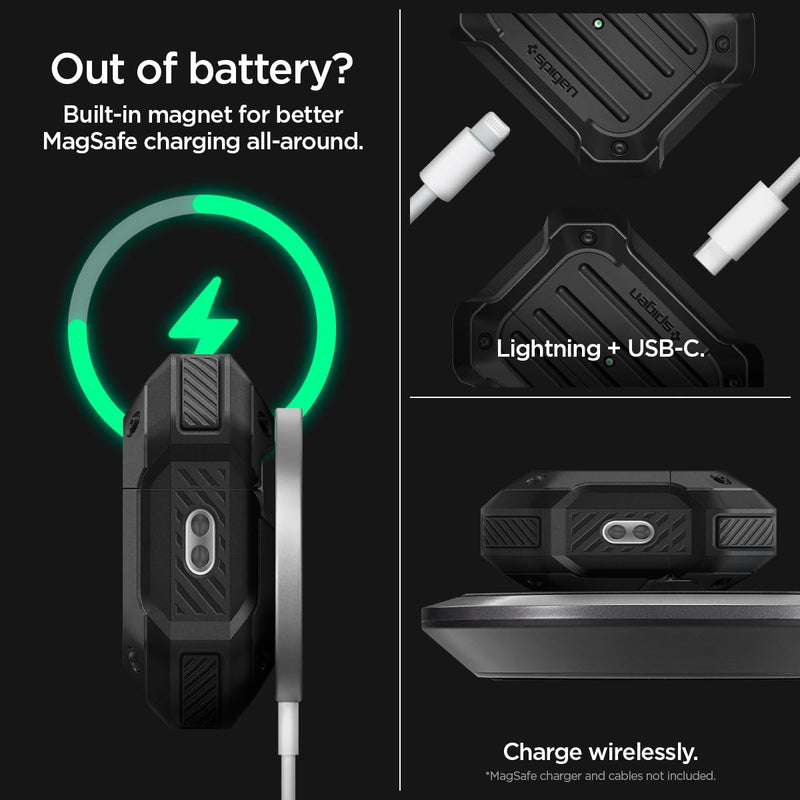 Spigen RA Pro Designed for Apple Watch Case with Band 45mm/44mm and AirPods Pro 2nd Generation Case - Black