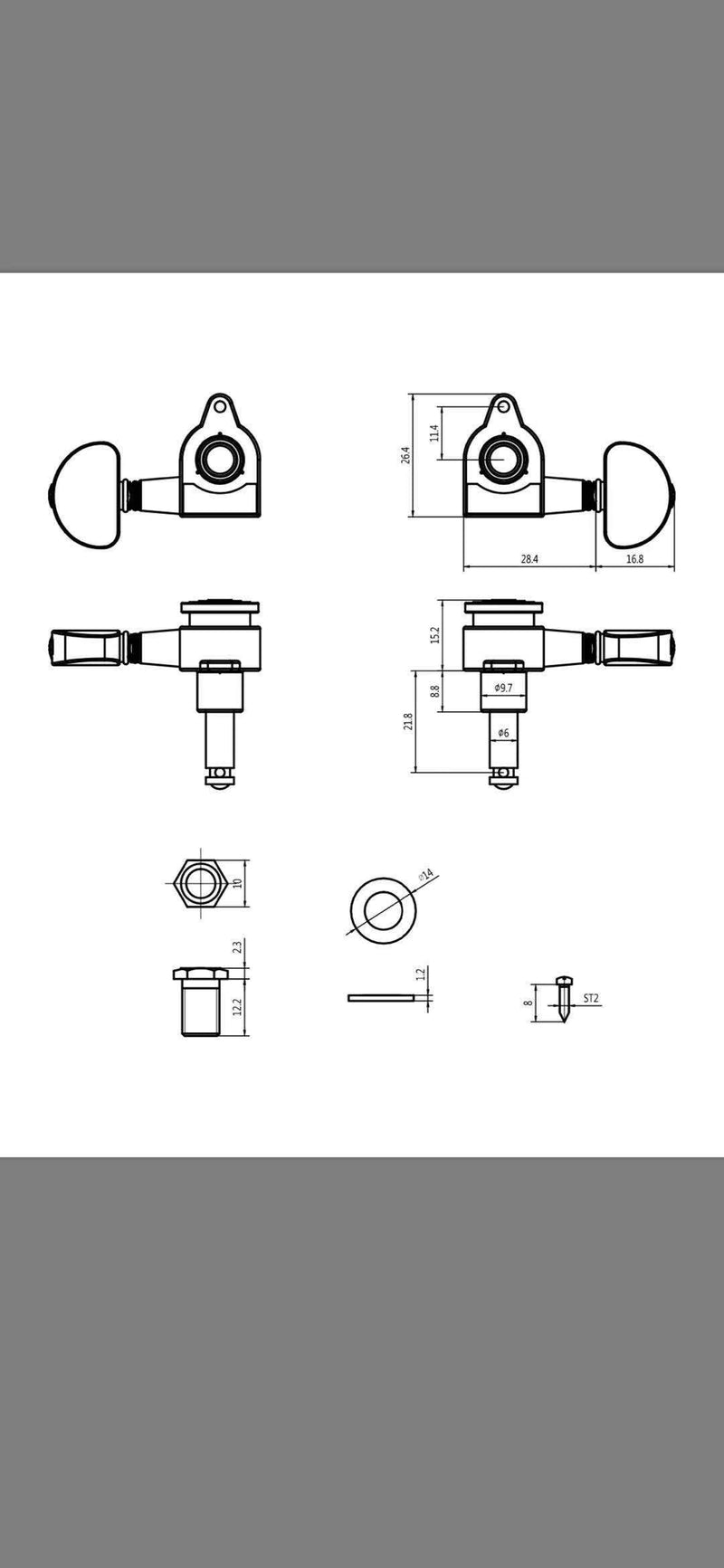 [AUSTRALIA] - Guyker 6Pcs Guitar Locking Tuners (3L + 3R Handed) – 1:21 Lock String Tuning Key Pegs Machine Heads with Half-Circle Handle Replacement for LP SG Style Electric, Folk or Acoustic Guitars – Chrome Chrome - Ratio 1:21 