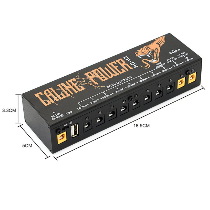 Caline CP-04 Guitar Pedal Power Supply 10 DC Outputs for 9V/12V/18V Effect Pedal