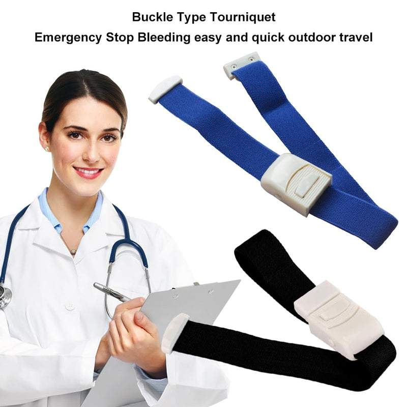 Vein Congestion, Tourniquet, Storage Hose, Tourniquet with Closure System with Instant Release, Tourniquet Medical, for Medical Emergency, Nurse, First Aid, Outdoor Black+blue