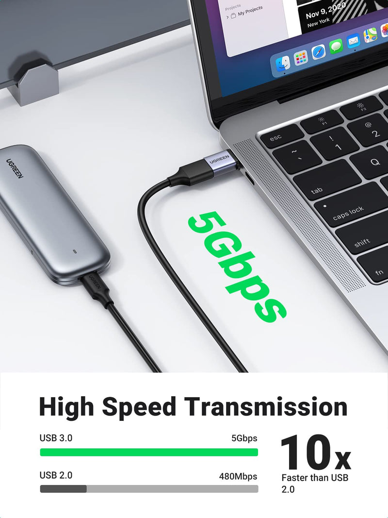UGREEN USB C to USB 3.0 Adapter 2 Pack USB C Male to USB Female Adapter OTG Type C Adapter Compatible with MacBook Pro 2021 MacBook Air 2020 Thunderbolt 4 Samsung 9 iMac 2021 Ipad Mini 6 Ipad Pro Grey