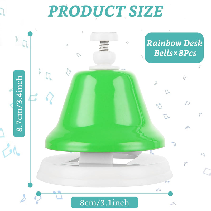 8 Pcs Rainbow Desk Bells, 8 Notes Diatonic Metal Musical Bells, Musical Bells Musical Learning for Musical Teaching Church