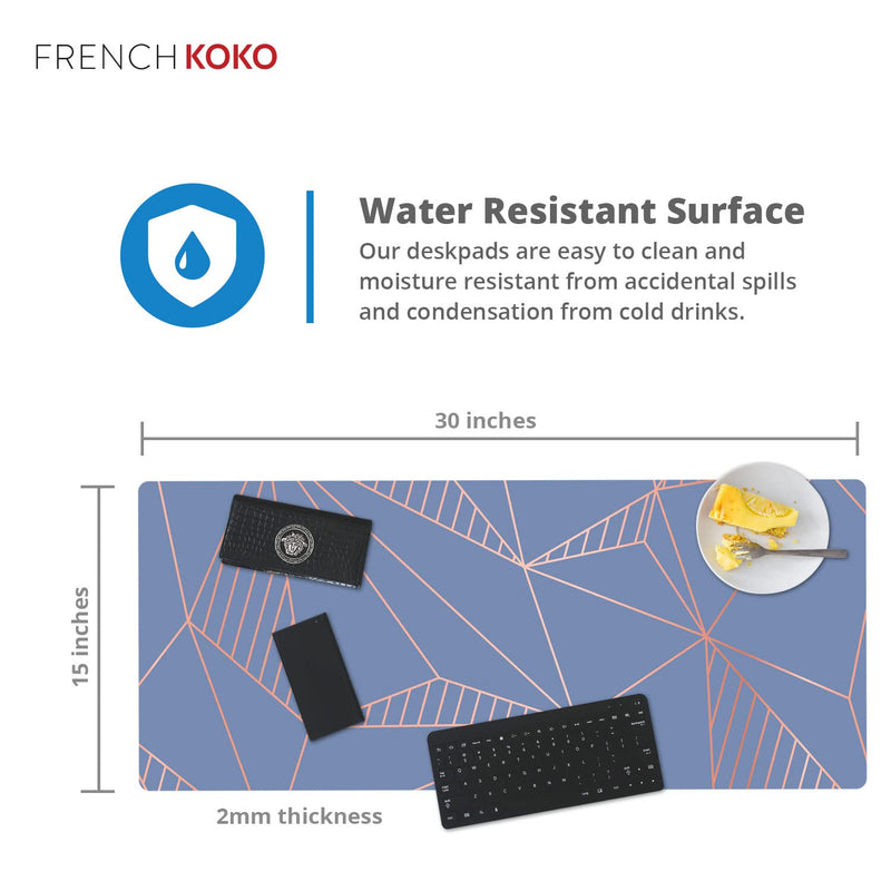 French Koko Large Mouse Pad, Long Desk Mat Keyboard Pad Desktop Accessories Home School College Decor Supplies Pretty Mousepad Big Computer Office Essentials Women Girls XL Cute Pink Blue Cutesy Glam 30" x 15"