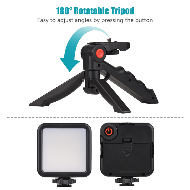 Mini Smartphone Vlog Kit with LED Video Light, Cardioid Microphone, Extendable Phone Clip, Adjustable Brightness Tripod for Live Streaming, Vlogging, Video Conferencing & Selfies