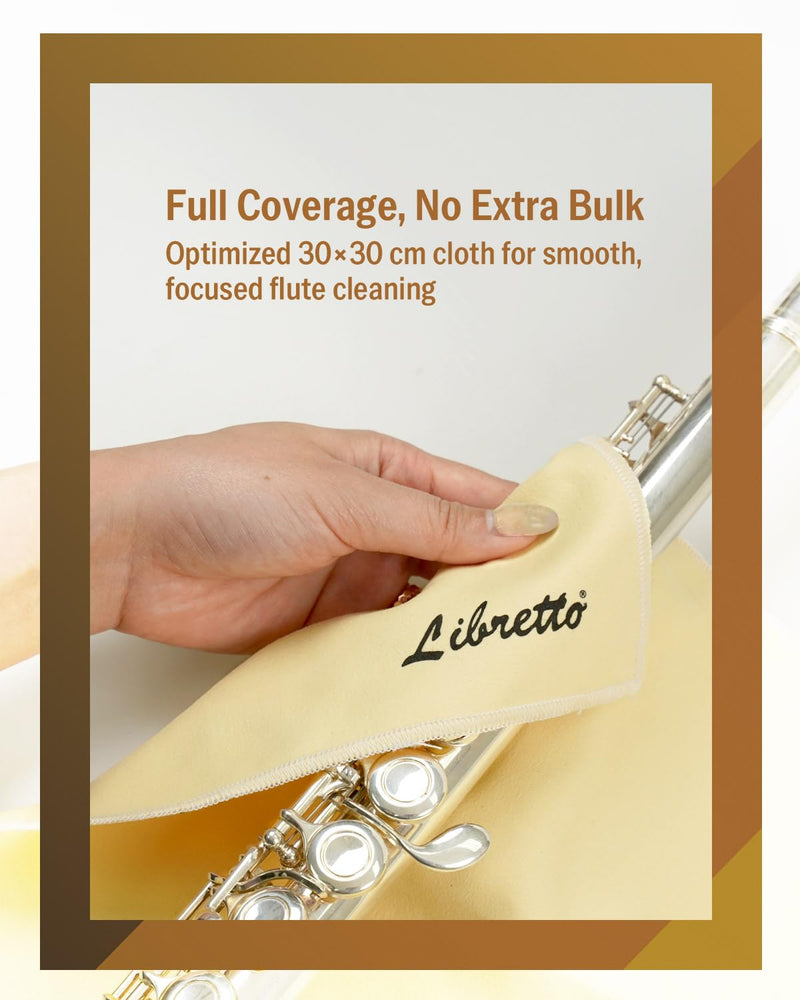 [AUSTRALIA] - Libretto Silver Polishing Cloth for Flute, 30×30 cm, Ultra-Soft Microfiber, Anti-Tarnish Cleaning Cloth for Silver-Plated Instruments 