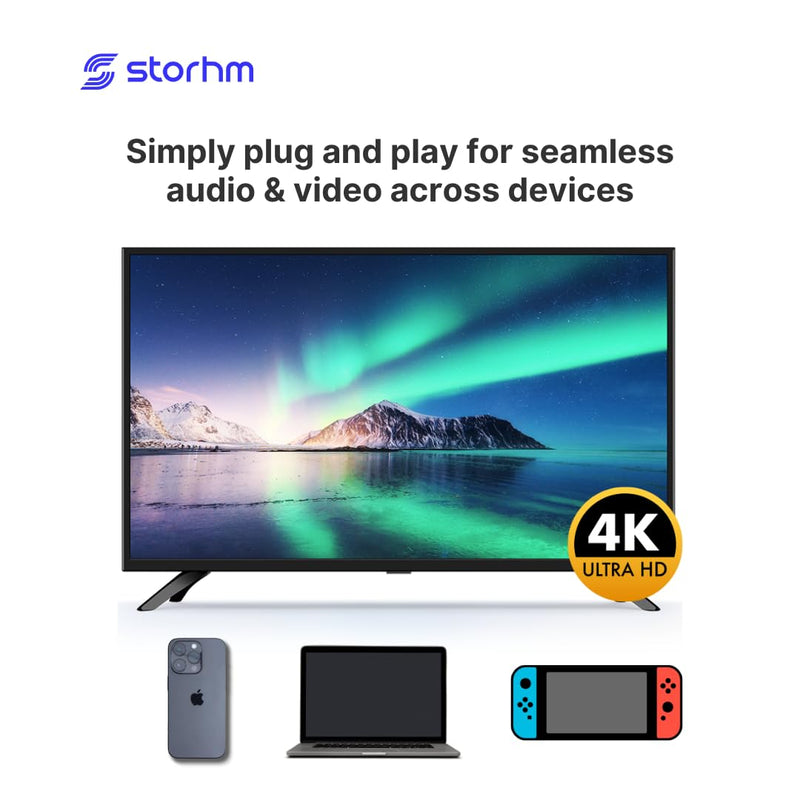 STORHM USB-C Right Angle to HDMI 2.0 Cable - HDMI Certified Ultra High Performance 4K Active Optical Cable – Unparalleled Performance and Compatibility (10ft) 10ft