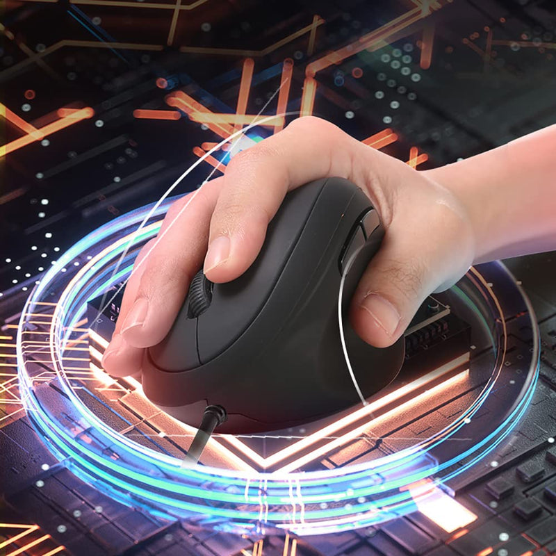 Wired Ergonomic Mouse, Optical Vertical Mouse with 3 Adjustable DPI 800/1200/1600, 6 Buttons USB Computer Mouse Medium-Small