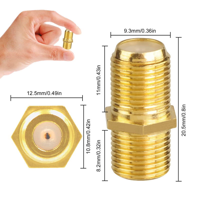 VCE Coaxial Cable Connector, RG6 Coax Cable Extender F-Type Gold Plated Adapter Female to Female for TV Cables, 2 Pack