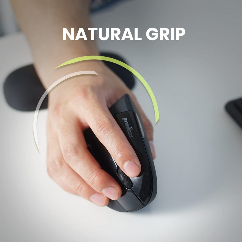 Perixx PERIMICE-713 Wireless Ergonomic Vertical Mouse - 800/1200/1600 DPI - Right Handed - Recommended with RSI User Black
