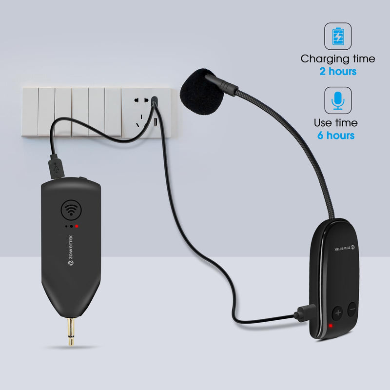 [AUSTRALIA] - ZOWEETEK Wireless Microphone Headset,UHF Headset Mic System,165ft Range,Support Voice Amplifier,PA System,Power Amplifier etc,Suitable for Teacher,Yoga and Fitness Instructor,Training,Lecturers 