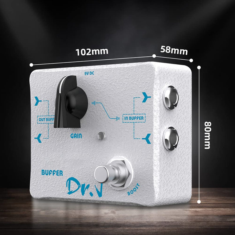 JOYO Buffer Pedal Effect Built-in Double Buffer Groups and Boost for Electric Guitar Bypass High-end Edition Dr.J Series (D57) Buffer White