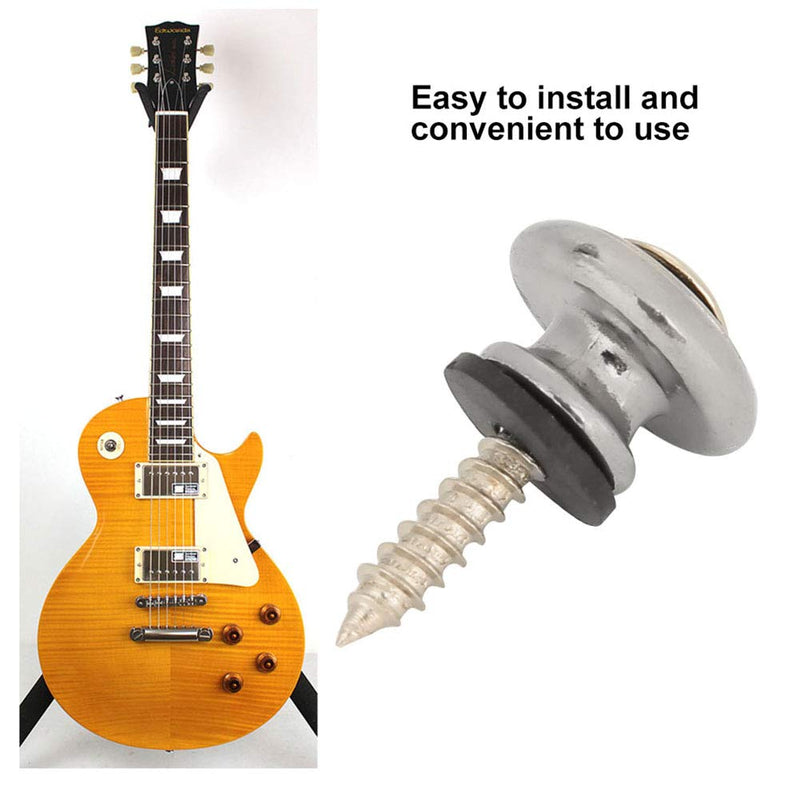 Guitar Strap Buttons, Mushrooms Head Guitar Strap Locks End Pins with Screws and Washers, for Guitar Ukulele Electric Bass(Sliver)