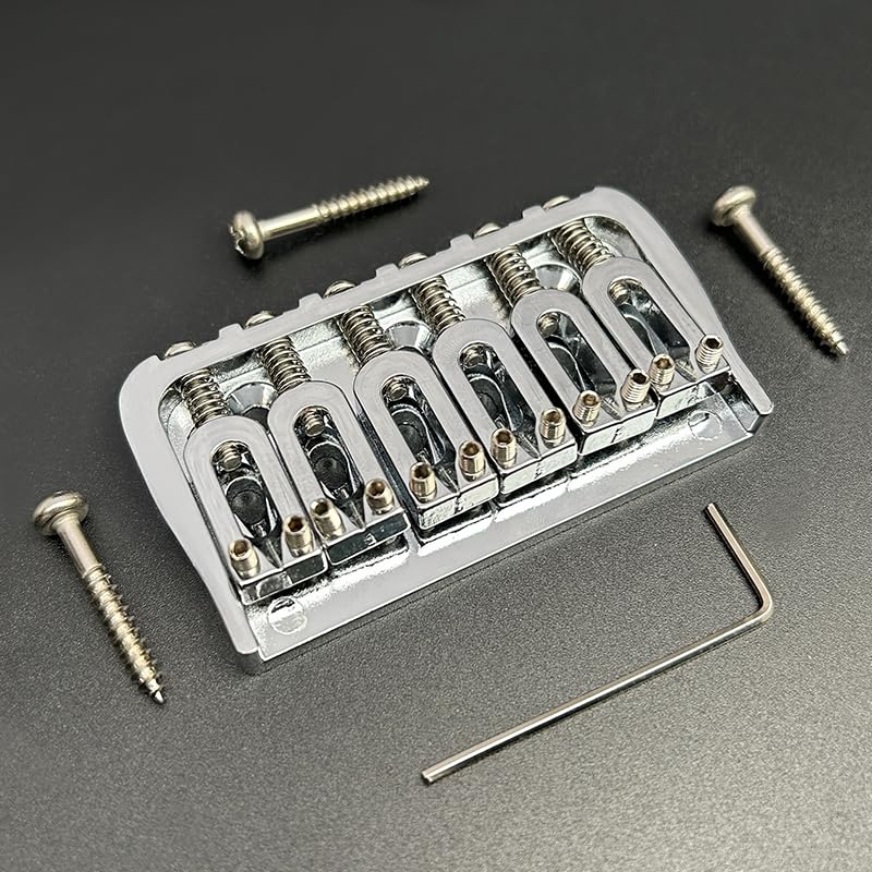 [AUSTRALIA] - MAXCHEER 6 String Guitar Fixed Bridge 72.8x38MM-10.6– Metal Hardtail Bridges Replacement Part for Electric Guitar (Chrome, 72.8mm) Chrome 