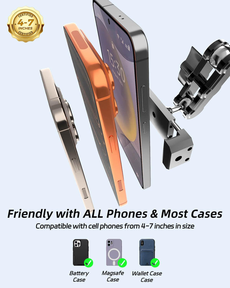 Car Phone Holder, 3.54" Large Suction Cup Phone Mount | Upgraded Aluminum Alloy | 360° Rotatable Adjustable Car Phone Mount for Windshield, Compatible with iPhone for Vlogging Recording