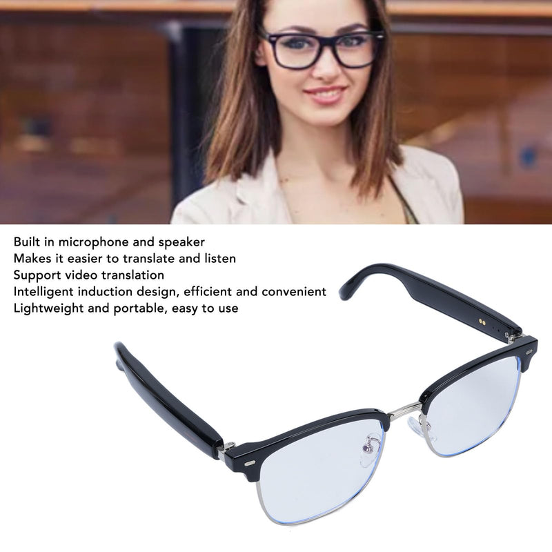 AI Smart Glasses, Real Time Video Translation, Built in Mic & Speaker, Anti Blue Light Languages Translation Glasses Support Music Calling
