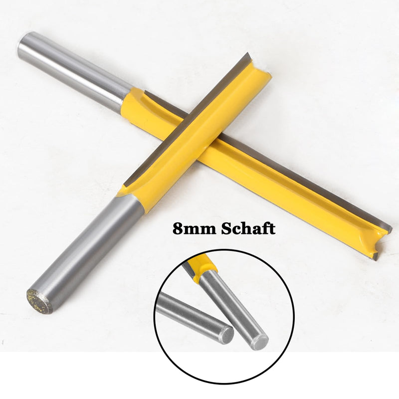Bestgle Straight Cutter Cutting Blade 8 mm Shank Router Bit 2 Piece Cutter Groove Cutter Wood Cutter Bit Set Extension Cutter for Router Extra Long Cutting Length Straight Flush Cutter 50 mm 76 mm