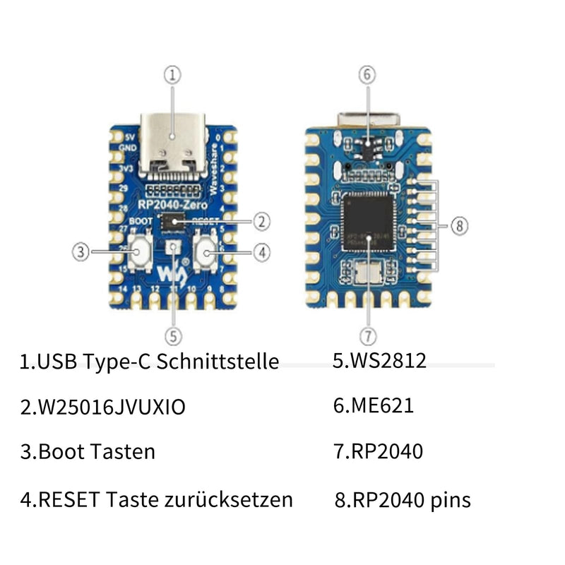 3 x RP2040-Zero, compact microcontroller development board, based on the Raspberry Pi 2040 dual-core ARM Cortex M0+ processor, support C/C++/Python development (with unsoldered pins)