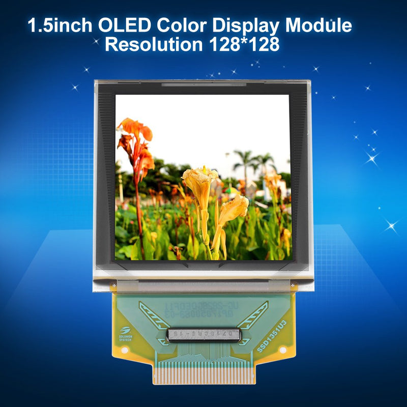 1.5inch OLED Display Module I2C IIC SPI Serial 128*128 Color OLED LCD White Display Module for Arduino, SSD1351 Serial Peripheral OLED Color Display Graphic Module