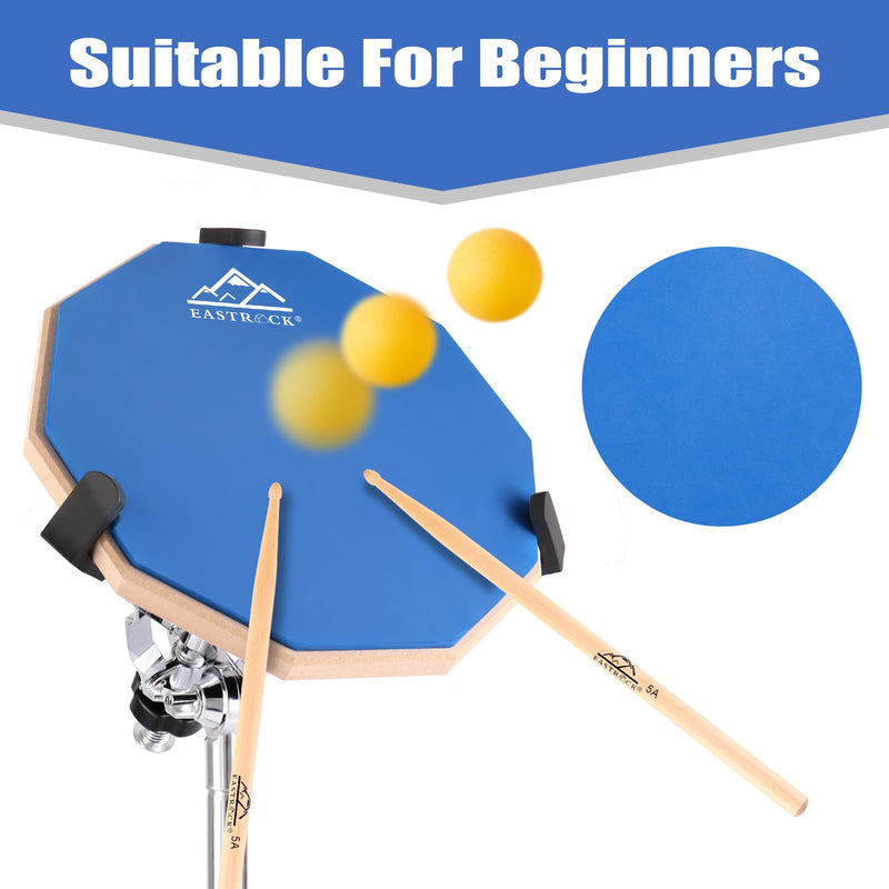 EASTROCK 8 Inches Practice Drum Pad, Double Sided Drum Pad, Silicone Dumb Drum for Beginners,Blue blue 8 inches