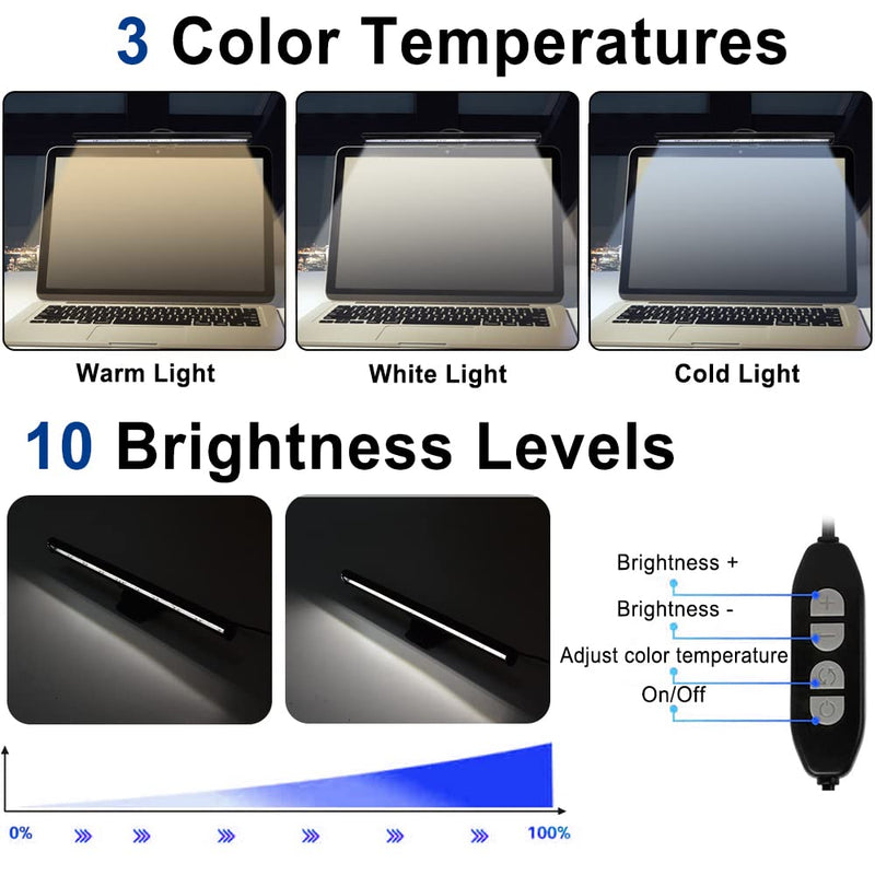 skybess Wireless Bluetooth Car Speakerphone + Laptop Monitor Light Bar LED USB Reading Lamp